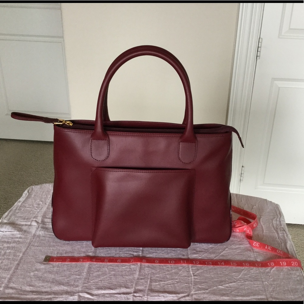 Lancel Leather Tote, color: Burgundy.